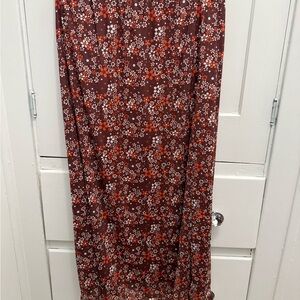 Floral Print Maxi Skirt -maroon orange and White